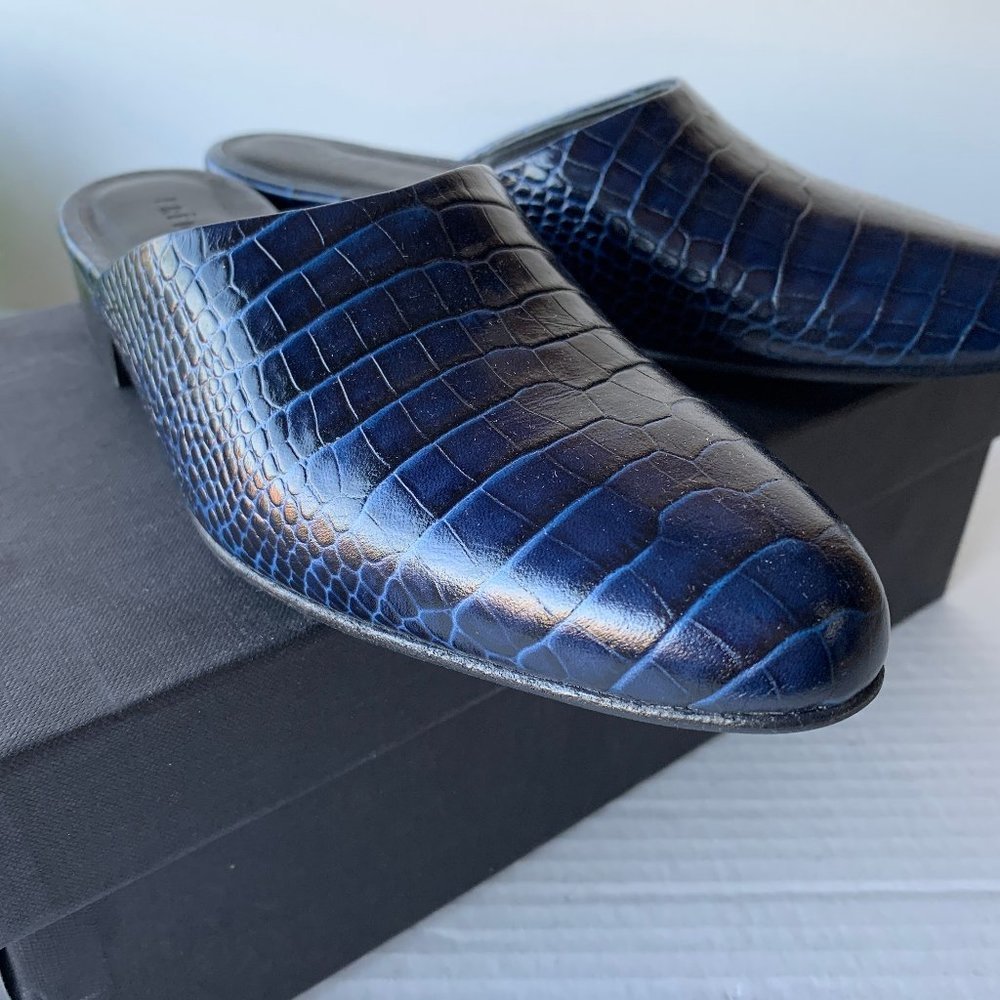 Freda Salvador Lay Croc Embossed Slip On Mules Ink - Picture 1 of 12